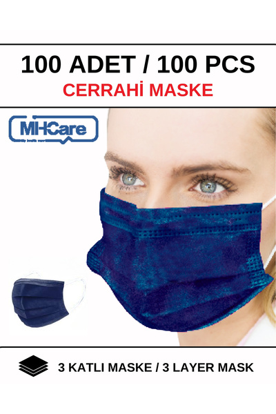 MHCare Medikal Renkli 3 Katlı Tam Ultrasonik, Rahat İpli Cerrahi Maske 100 Adet