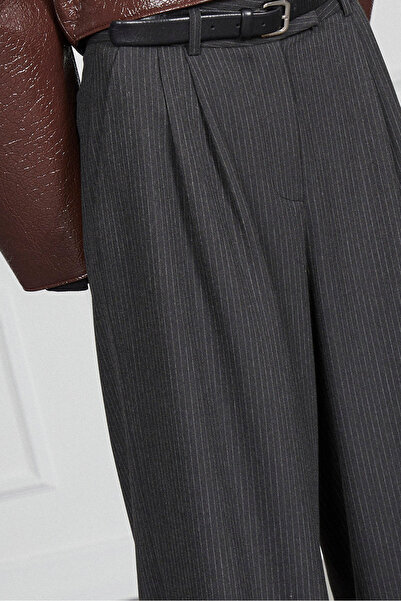 Beyyoglu Çizgili Pileli Palazzo Pantolon