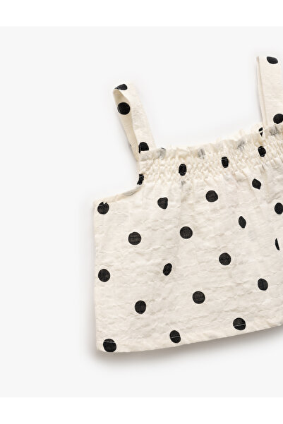 Koton Cotton Square Neck Thick Strap Polka Dot Blouse