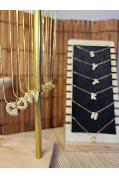 ALLEGRİA قلادة بحروف من الفولاذ بحجر الزركون الذهبي