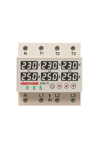 Elektrotek Etk-T1 Trifaze Gerilim ve Akım Koruyucu 63A Ayarlanabilir Röle - C...