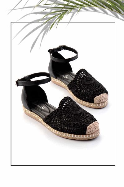 Bambi Schwarz gestrickte Damen-Espadrille K 01117011416