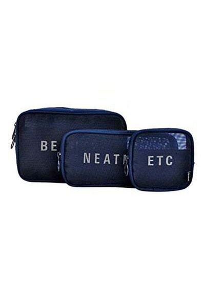 HALAMODO 3-Piece Portable Travel Toiletry Cosmetic Makeup Organizer Pouch Blue