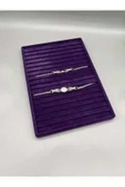 MeGass Dekor Domestic Production Madrid Model Suede Fabric Purple Color 34/24 cm Stepped Drawer Bracelet-Necklace Table