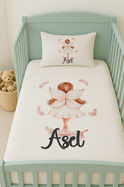 Lilabio %100 Pamuk İsme Özel İsimli 100x150 cm Pike Seti Küçük Peri