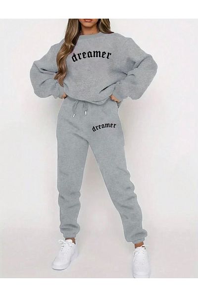 RPT MODA Oversized Dreamer Printed Detail Cycling Collar Double Team Tracksuit