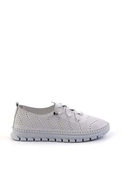 Bambi White Genuine Leather Women's Casual Shoes K 01143012503