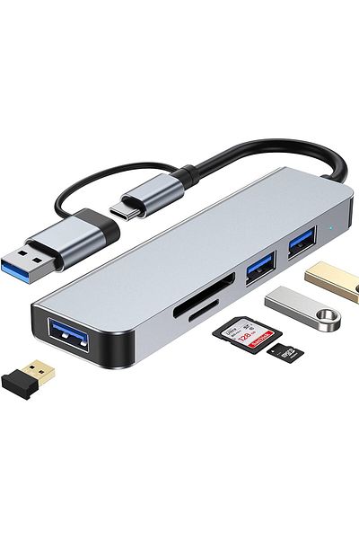 COOYA محول متعدد المنافذ 5 في 1، قاعدة توصيل USB C مع منفذ USB 3.0 واحد، ومنفذي USB 2.0، ومنفذ طاقة PD بقوة 5 وات