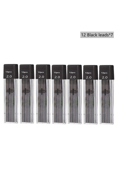 Choice1 مجموعة أقلام رصاص ميكانيكية سوداء من 7 قطع مقاس 2.0 مم مع قلم رصاص أس...