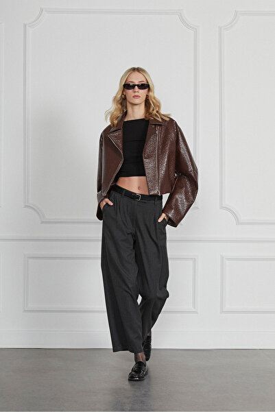 Beyyoglu Çizgili Pileli Palazzo Pantolon