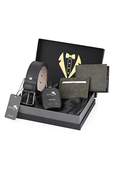 Polo Air Erkek Damat Çeyiz Kutulu 4'lü Profesyonel Koleksiyon Set: Kemer, Cüz...
