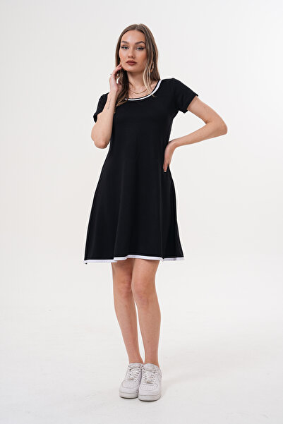 GND Κοντό μανίκι ριγέ φόρεμα με 2 νήματα Alaçatı