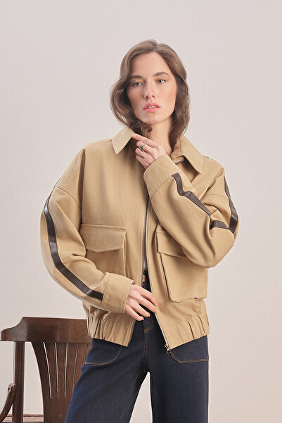 Mavlo Urban Deri Şeritli Bomber Ceket