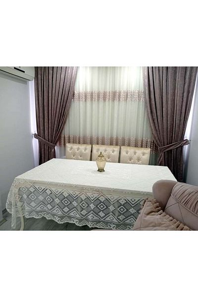 Mandaş Față de masă cu dantelă Remmy-Şaheste White (160x230)