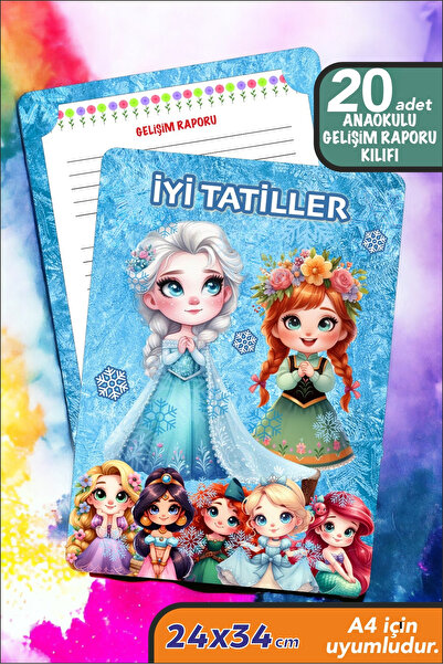 İstisna 20 Adet Prenses Temalı Okul Öncesi A4 Anaokulu Ana Sınıfı Gelişim Rap...