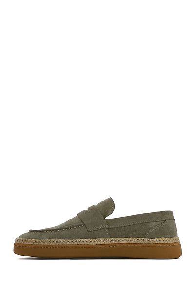 Derimod Men's Green Suede Leather Casual Loafer 25Sfd 631810