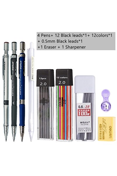 Choice1 مجموعة أقلام رصاص ميكانيكية F متعددة الألوان 2.0 مم مع عبوة إعادة تعب...