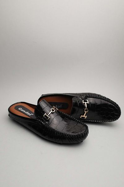 Gondol Papuci clasici pentru bărbați din piele naturală Black Croco 41 ttx.314