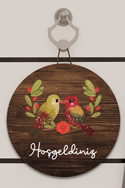 Dormot Home Imprimare digitală lemn, ornament pentru ușă cu model de păsări d...