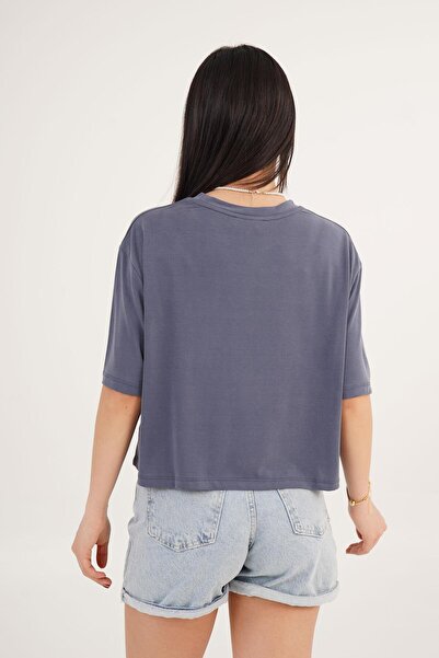 Hipo Trend Передня частина з каменем Деталізований модальний індиго кроп