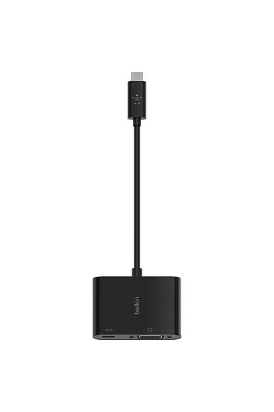 Belkin Docking station Belkin AVC001btBK, USB-C la VGA si incarcator, 1080p, 60Hz, 60 W (Negru)