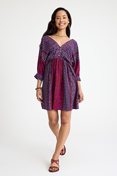 Los banditos Rochie mini cu decolteu în V, cu spate decoltat, cu talie elastică