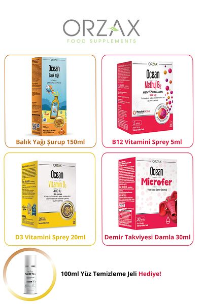 Ocean Vitamin Set for Children (Fish Oil - Iron Supplement - Vitamin D3 - Vitamin B12)