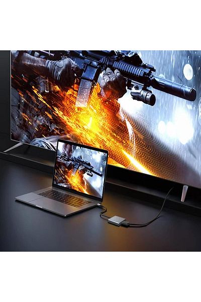 COOYA محطة إرساء، محول 3 في 1 من النوع C إلى DisplayPort بدقة 8Kx4K وتردد 120 هرتز، وشحن سريع بمنفذ USB 2.0