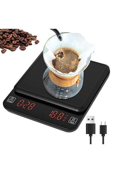 COOYA Digital Coffee Scale, with Timer, High-Precision with Tare Function LED Display