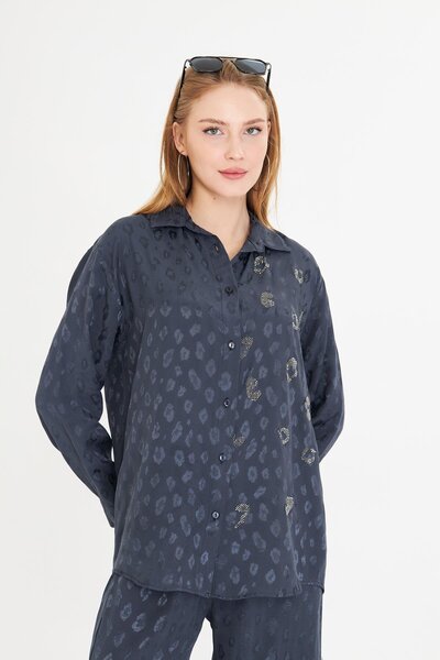TIFFANY&TOMATO Leopar Desen Taşlı Gömlek