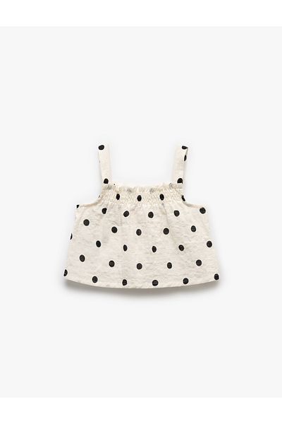 Koton Cotton Square Neck Thick Strap Polka Dot Blouse