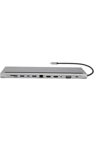 COOYA محطة إرساء 12 في 1 من النوع C، بدقة 4K عالية الدقة، 2 منفذ USB 3.0، USB 2.0، VGA، PD، RJ45 جيجابت إيثرنت
