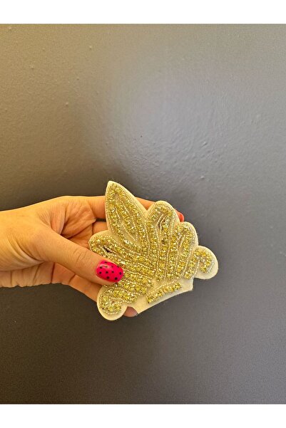 Gönülden Tasarım 10X9 CM SARI ZİRKON TAŞ İŞLEME APLİKE DİKİŞ AKSESUARI