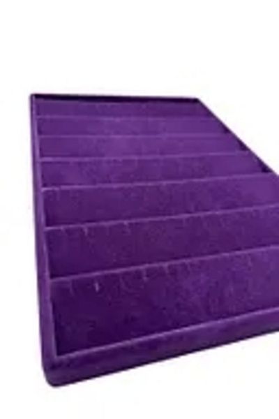 MeGass Dekor Domestic Production Suede Fabric Purple Color 34/24 cm Stepped Drawer Earring Stand