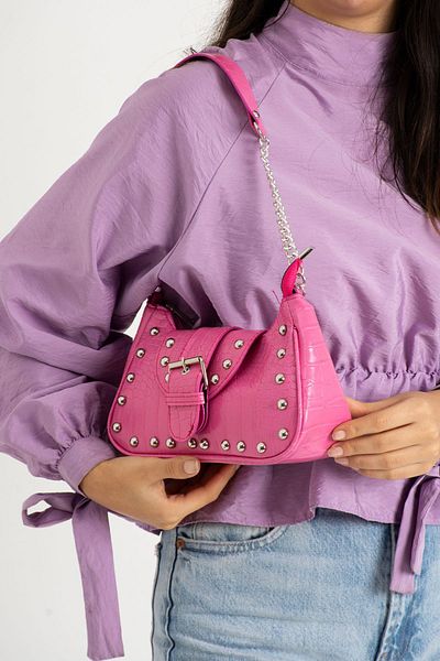 NBİBAGS Geantă neagră de mână și de umăr cu model de crocodil cu capse