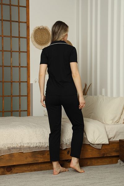 LİLA İÇ GİYİM Set pijamale cu mânecă scurtă din bumbac cu nasturi