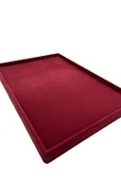 MeGass Dekor Domestic Production Suede Fabric Burgundy Color 34/24 cm Jewelry Serving Presentation Table
