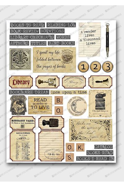 One Little Happiness Vintage Sticker Set Suitable for Planner Agenda Bullet Journal