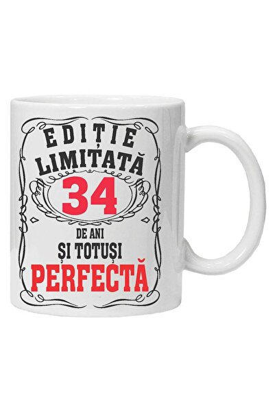 OEM Cana albă personalizată „ediție limitată – perfectă”, 34 ani, INOVATIX®️....