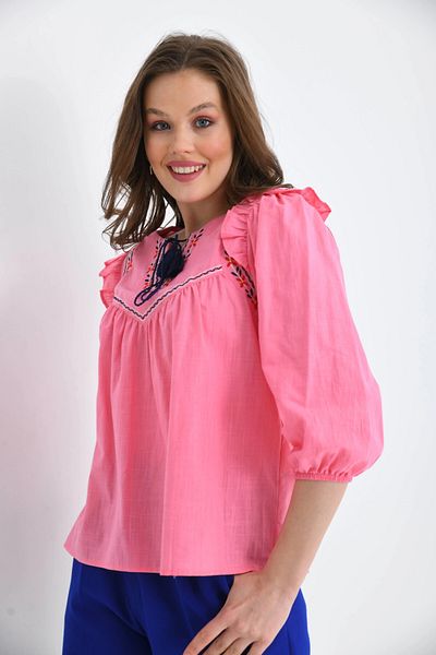 Park Karon Bluză casual de damă cu mânecă lungă și detaliu de broderie