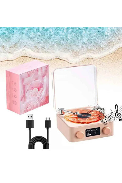 Store Retro Pikap Plak Çalar Hoparlör Şarjlı Kablosuz Projektör Gece Lambası Bluetooth hoparlör