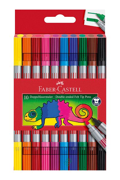 Faber Castell Double Sided Felt Tip Pen 10 Colors Thick and Thin Tips Vibrant Colors Water Based Ink