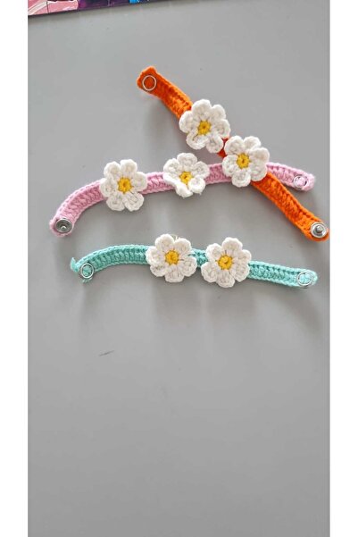 ELYTA Hediyelik aksesuar çiçek desenli amigurumi örgü bileklik pembe (1 adet)