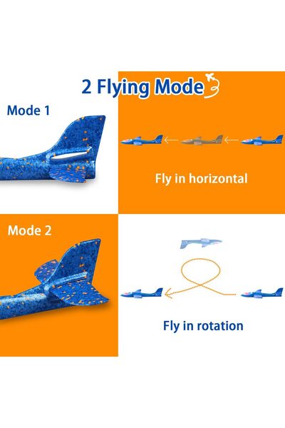 URBAN BUYERS 2 Pack LED Light Airplane 17.5" Large Throwing Foam Glider Plane (2 Flight Modes)