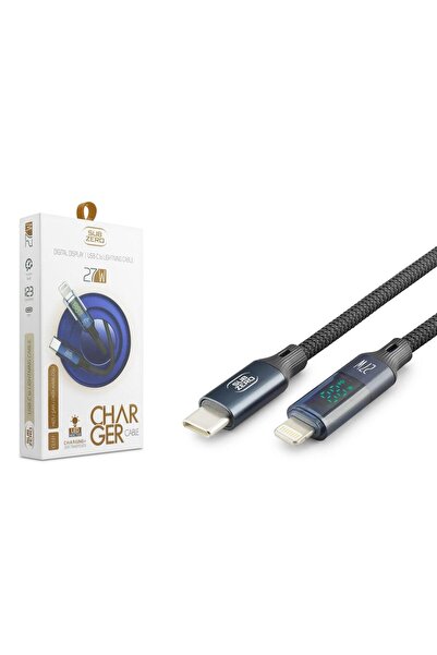 Subzero CL151 27W PD Type-C Lightning Led Göstergeli Hasır Hızlı Şarj Data Kablosu