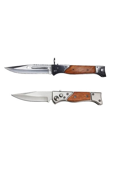 Depox Set cuțit de vânătoare automat 16,5 cm și cuțit de buzunar AK-47, 27 cm, cu teacă inclusă