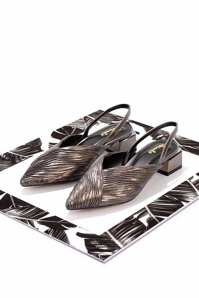Bambi Platinum Wrinkled Patent Leather Women's Ballerinas01188135708