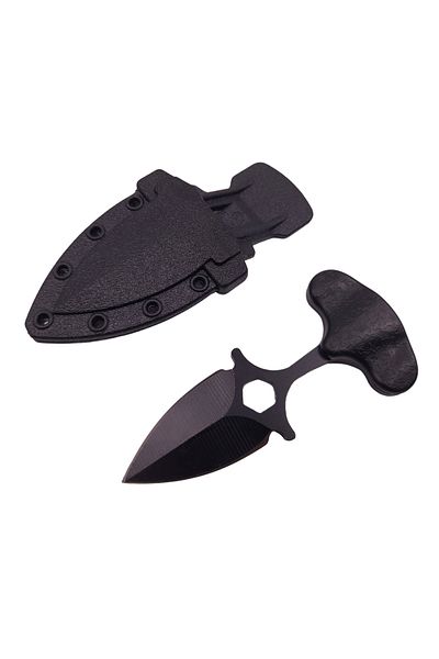 Depox Cuțit tactic de vânătoare IdeallStore®, Spear Trap, 8 cm, negru, teacă cu clemă pentru centură