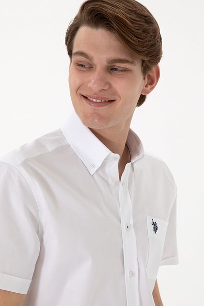 U.S. Polo Assn. Ανδρικό λευκό κοντομάνικο πουκάμισο 50297992-VR013