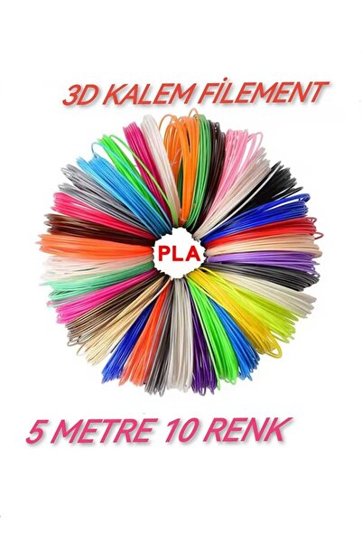 dvrktasarım Divrak3d Filament Pla 1.75mm Pla 10 Renk X 5 Metre 3 Boyutlu Kalem Flamenti